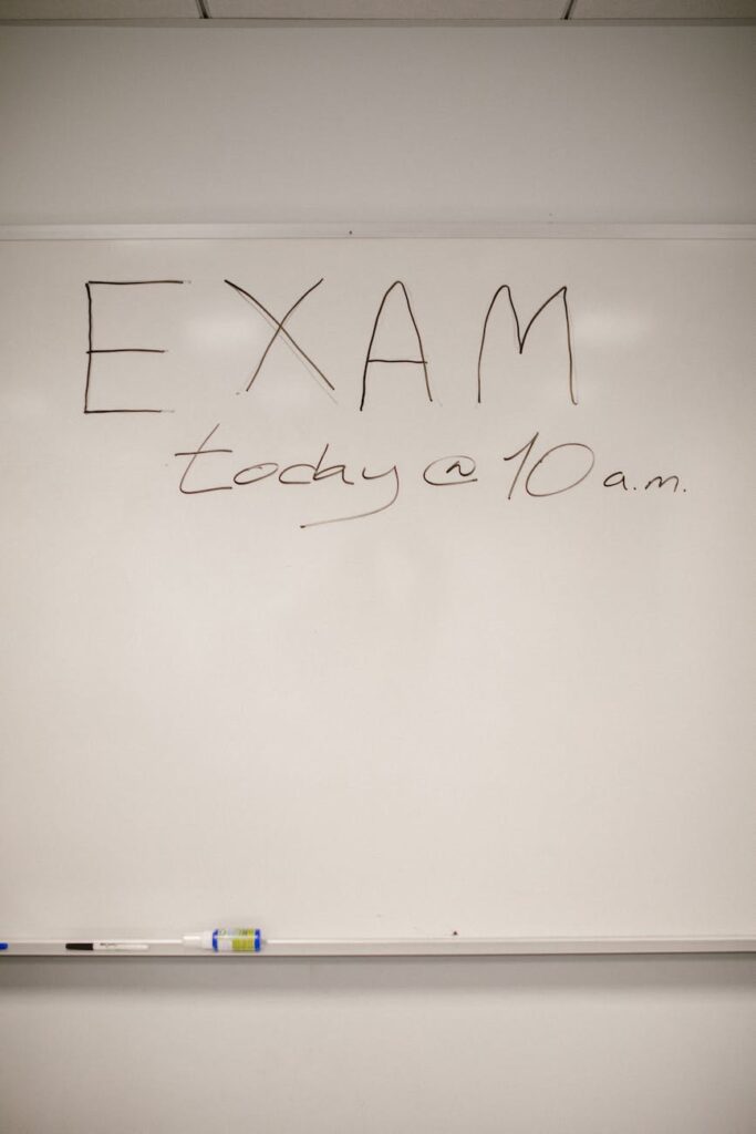 an announcement written on a whiteboard
