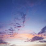 gray clouds and blue sky at sunset