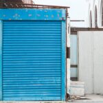 closed blue metal roll up door
