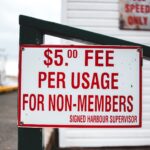 signboard with entrance price information outside harbor cottage