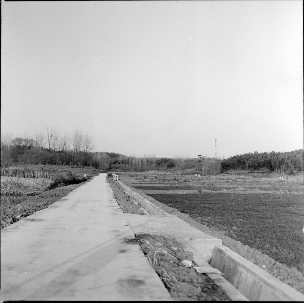 ditch stretching along a country road