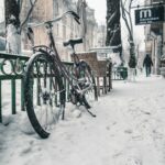 bicycle on snow covered street