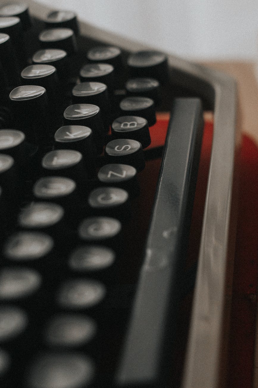 rows of letters on old fashioned typewriter